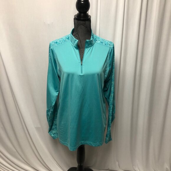Nepallo Athletic Top Womens Small Turquoise Partial Zip Long Sleeve Pullover - Picture 1 of 8